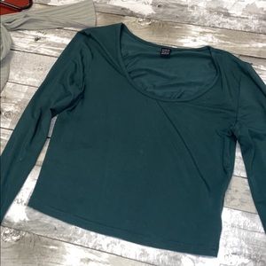 long sleeve aquamarine blue/green womens shirt.